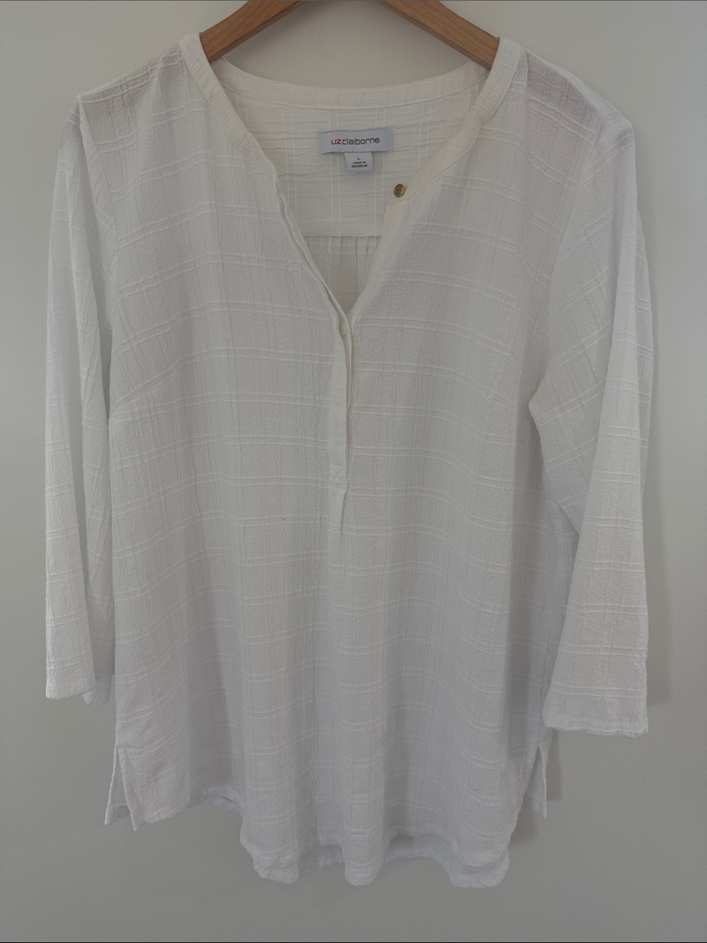 Liz Claiborne White Textured Tunic Size Large